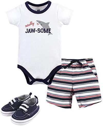 Hudson Baby Unisex Baby Cotton Bodysuit, Shorts and Shoe Set by HudsonBaby