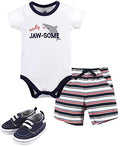 Hudson Baby Unisex Baby Cotton Bodysuit, Shorts and Shoe Set by HudsonBaby