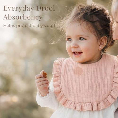 Konssy 6-Pack Muslin Baby Girl Bibs, Absorbent Drool Bibs - Image 4
