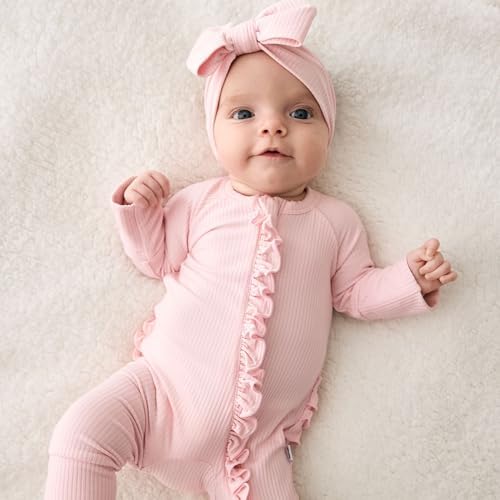 Little Sleepies Ruffle Zippy, Viscose from Bamboo Baby Pajamas, Girls Sleepers - Image 2