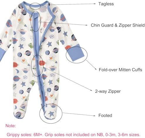 Aablexema Baby Rayon of Bamboo Footed Pajamas Zipper - Image 3