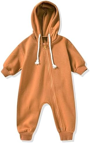 Unutiylo Unisex Baby Boys Girls Long Sleeve Infant Baby Zipper Hooded Jumpsuits by Unutiylo