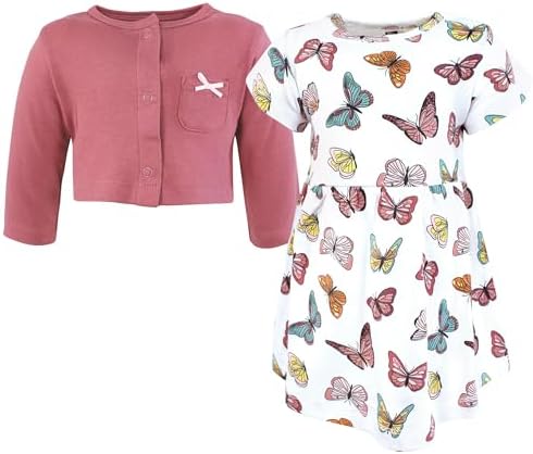 Hudson Baby Infant and Toddler Girls Cotton Dress and Cardigan Set - Image 3