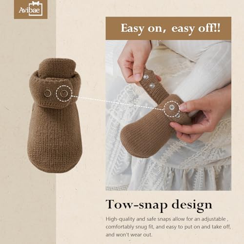 Avibae Baby Booties, Warm Infant Girl Boy Socks Bootie, Newborn Knit Shoes - Image 4