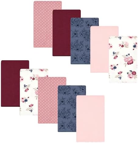 Luvable Friends Hudson Baby Flannel Burp Cloths 10pk, Blush Rose Floral by Luvable+Friends