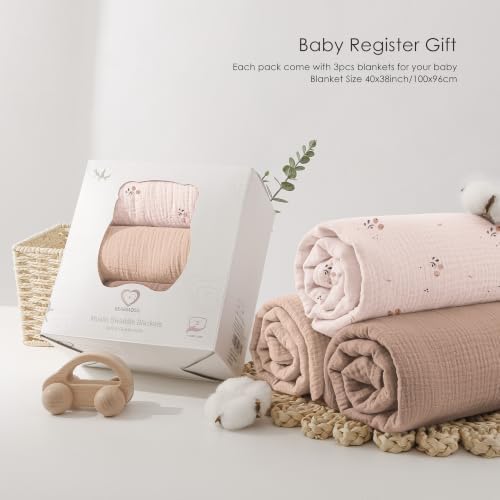 Bearmoss Muslin Swaddle Blankets, 40 x 38 inches Baby Swaddle - Image 6