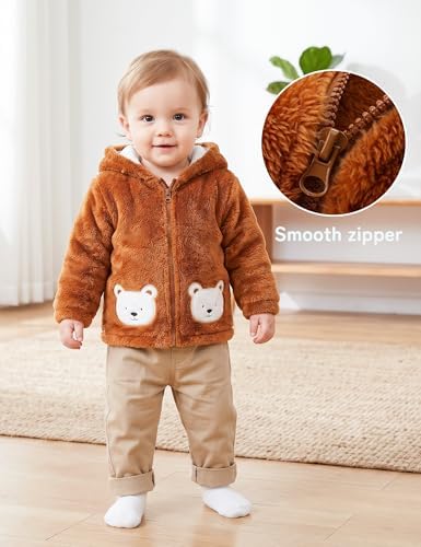 Unisex Baby Fleece Jacket Winter Sherpa Lined Hoodie - Image 2