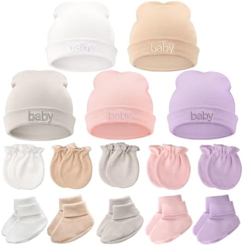 BQUBO Newborn Baby Hat Mittens Socks Set Infant Cotton Beanie Gloves Thick Warm by DRESHOW