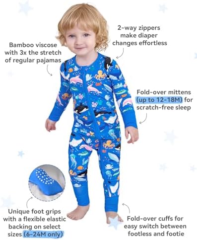 babee Reshinee Bamboo Viscose Baby Footie Pajama, Zipper Sleeper Boys Girls - Image 3
