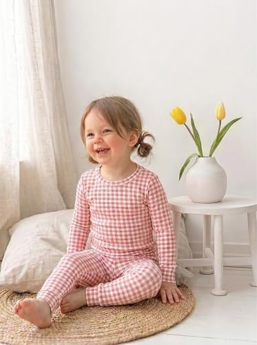moimoln Cotton Modal Baby Toddler Pajamas Check Solid Leopard 6M-8Y - Image 3