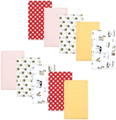Luvable Friends Hudson Baby Flannel Burp Cloths 10pk, Barnyard Farm by Luvable+Friends