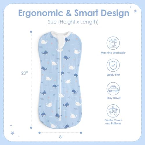 Baby Swaddle 0-2 Months, Cotton Arm-In Zipper Sleep Sack, Wearable Blankets Wrap - Image 2