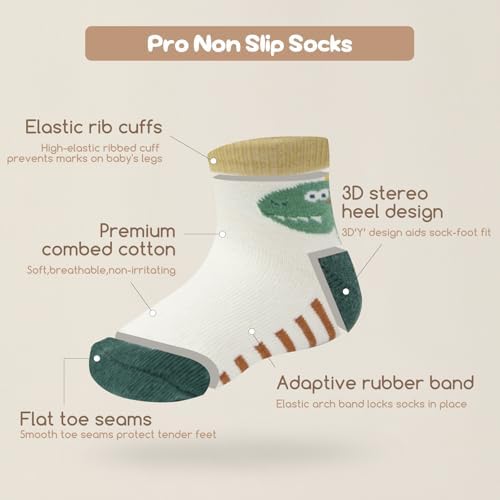 Aroveea Toddler Socks Non Slip Grip Ankle Baby 12 Pack - Image 3