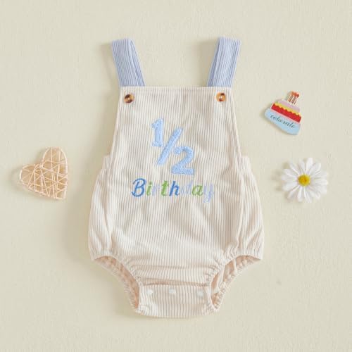 Honganda Baby Boy 1/2 Birthday Outfit Half Way to One Cake Smash Romper - Image 6