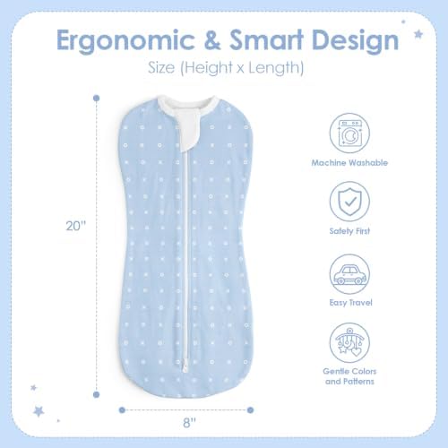 Baby Swaddle 0-2 Months, Cotton Arm-In Zipper Sleep Sack, Wearable Blankets Wrap - Image 2