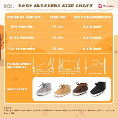 Meckior Toddler Baby Boys Girls High Tops Ankle Sneakers Soft Anti-Slip Sole PU - Image 6