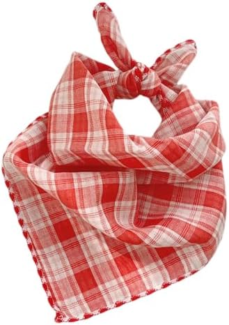 Double Layers Two Tones Dog Cotton Bandana Bibs Scarf DCB10 R&W by Pemilosci