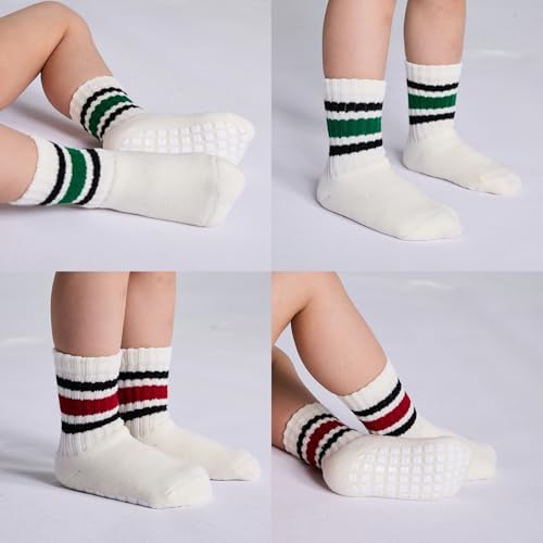 Baby Non Slip Socks with Grip, Toddler Cotton Crew Socks - Image 5