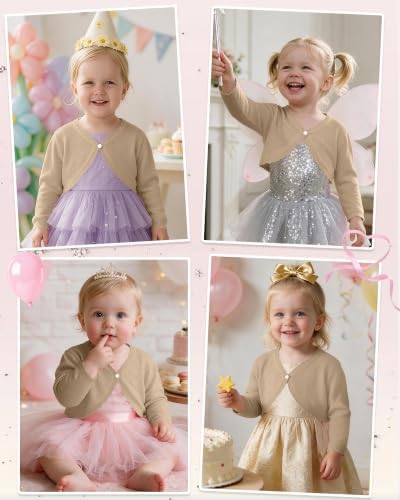 Girls Cardigan, Girls Bolero Shrug Sweater, Kids Knit Hollow Out Long Sleeve - Image 5