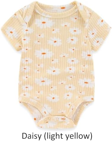 Ruliby Baby Bodysuit and Pant Set Summer Ribbed Mix Match Infant Clothes - Image 2