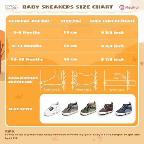 Meckior Toddler Baby Boys Girls High Tops Ankle Sneakers Soft Anti-Slip Sole PU - Image 6