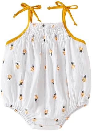 ROMPERINBOX Baby Girl Bodysuit Cotton Spaghetti Strap Sleeveless Onsies Summer by RomperinBox