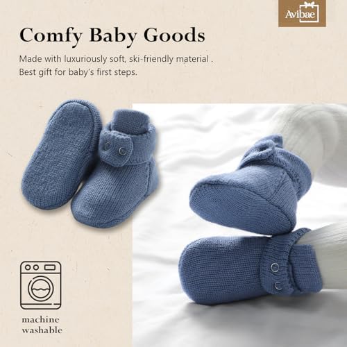 Avibae Baby Booties, Warm Infant Girl Boy Socks Bootie, Newborn Knit Shoes - Image 3