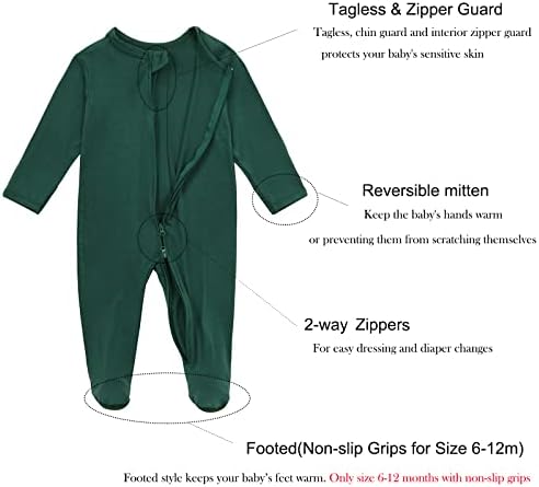 Aablexema Baby Rayon of Bamboo Footed Pajamas Zipper - Image 3