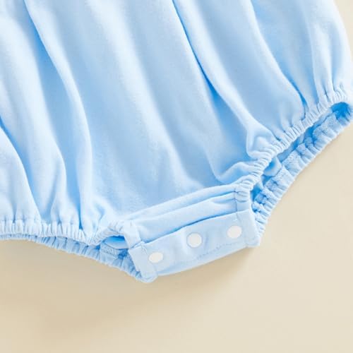 Newborn Baby Boy Girl Clothes Short Sleeve Solid Bubble Romper Doll Collar - Image 7