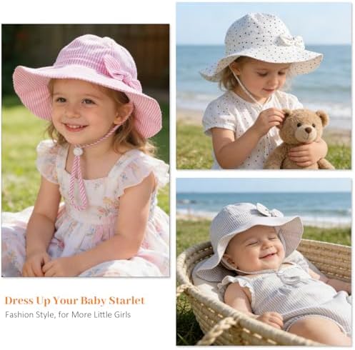 Baby Girl Sun Hat Kids Summer Beach Wide Brim Hats Toddler Bucket Hat - Image 7