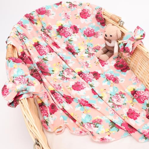 DRESHOW BQUBO Baby Girl Newborn Floral Receiving Blankets - Image 7