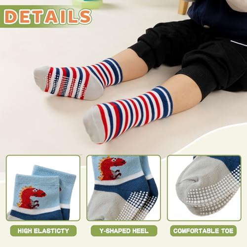 Toddler Non Slip Grips Socks Kids Anti Skid Baby Boys Girls Cotton Crew Socks - Image 4