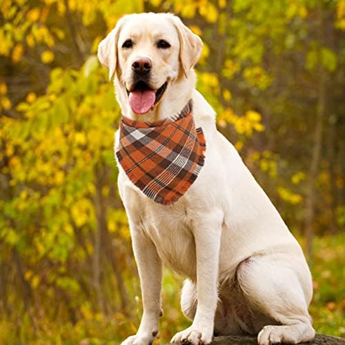 Fall Dog Bandana Autumn Thanksgiving Plaid Reversible Triangle Bibs Scarf - Image 5