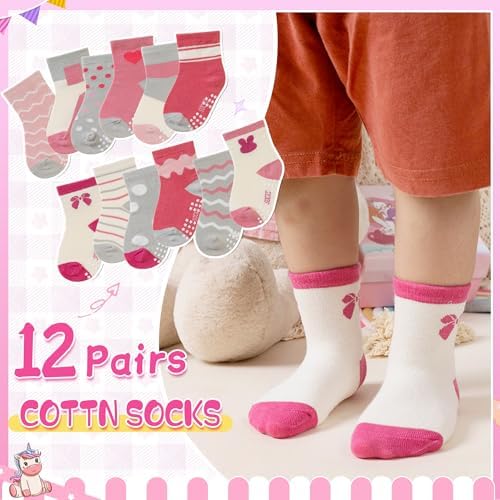 Toddler Non Slip Grips Socks Kids Anti Skid Baby Boys Girls Cotton Crew Socks - Image 5