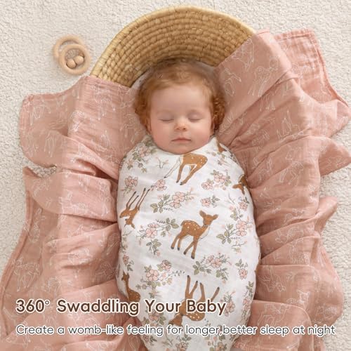 david's kids 4 Pack Baby Muslin Swaddle Blankets, 100% Cotton and Ultra Soft - Image 4