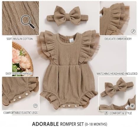 TITKKOP Ruffle Bubble Romper for Baby Girl | One-Piece Shorts Jumpsuit | Summer - Image 6
