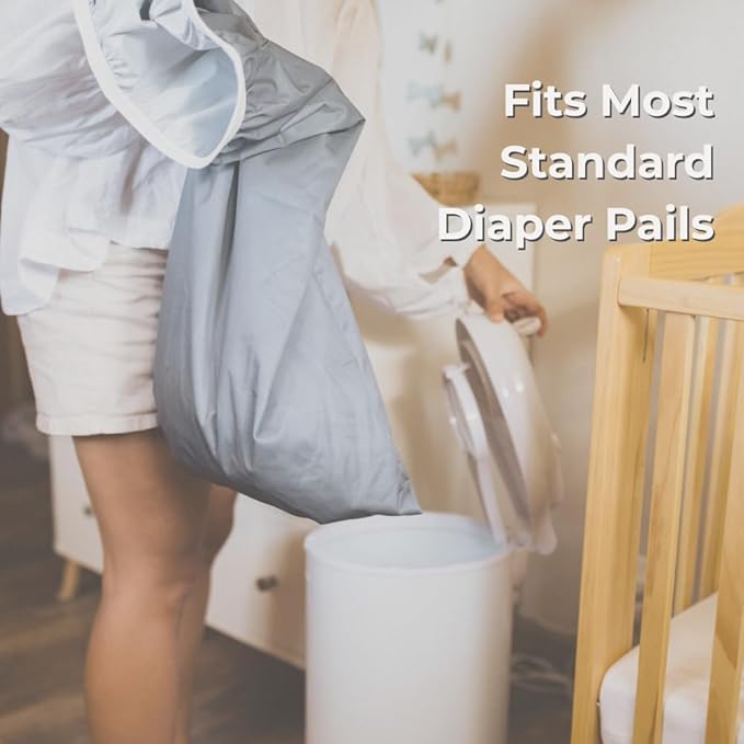 Nora's Nursery Pail Liner for Cloth Diapers - Reusable and Washable - Fits all Standard Diaper Pails - Waterproof Pail Liner with Strap for Diaper Pails & Laundry (Sea - 2 Pk)