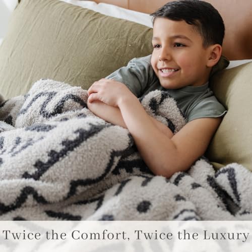 Saranoni Mudcloth Throw Blanket Soft Plush Double Layer Cream Black 50"x60" | - Image 5