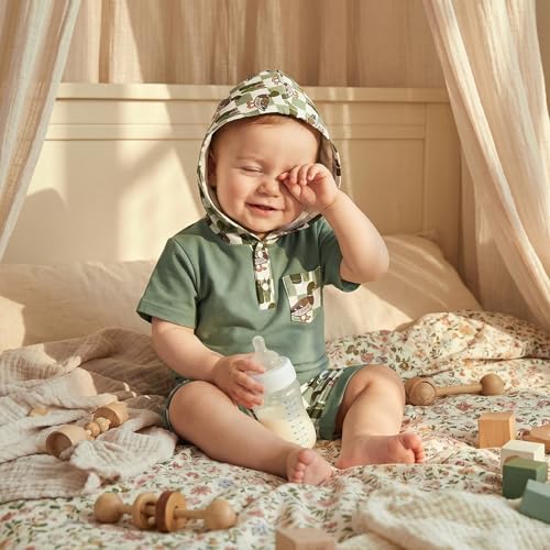 Toddler Baby Boy Hooded Dinosaur Summer Outfit Funny T-Shirt Shorts Set - Image 2