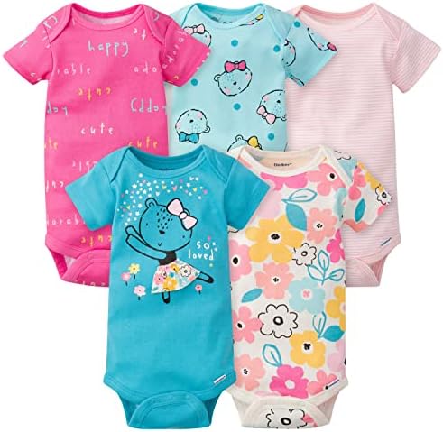 Gerber Baby Girls 5-Pack Short Sleeve Variety Onesies Bodysuits - Image 6