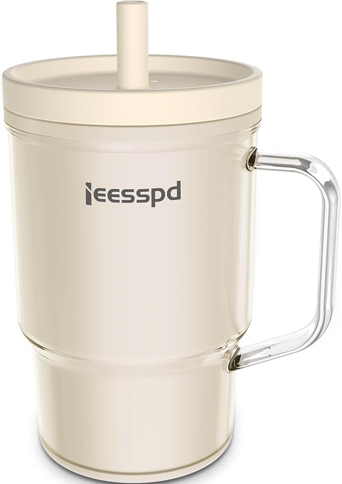 Toddler Cups – 9 oz Adorable Miniature Tumbler with Leak-Resistant Straw and Toddler-Friendly Handle, Encourages Hydration, Easy to Clean, Sippy cups for Toddlers 1-3，BPA Free silicone (Cream)