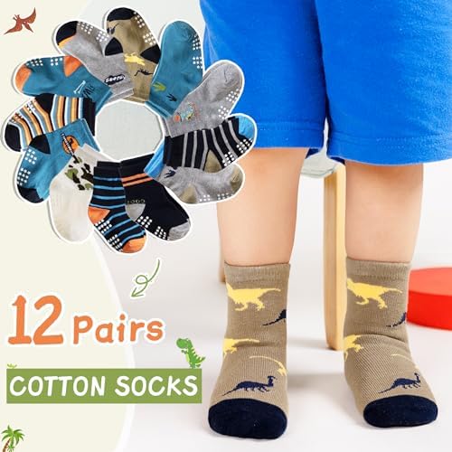 Toddler Non Slip Grips Socks Kids Anti Skid Baby Boys Girls Cotton Crew Socks - Image 5
