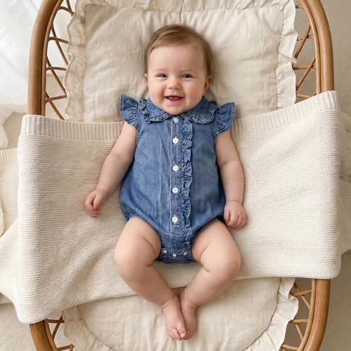 Baby Girl Denim Outfit Button Romper Jean Jumpsuit Shorts Overalls Toddler - Image 3