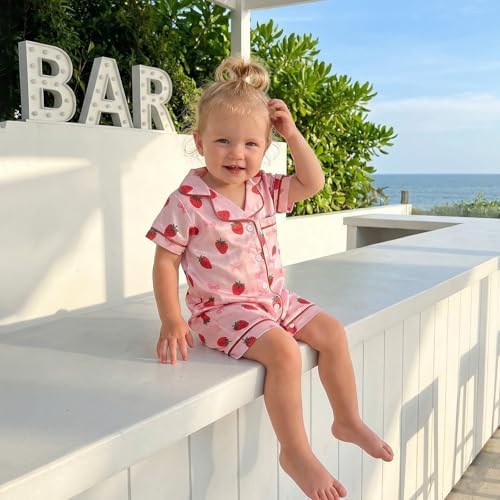 Kuriozud Baby Girl Boy Romper Pajamas Onesie Short Sleeve Button Down Pjs - Image 3