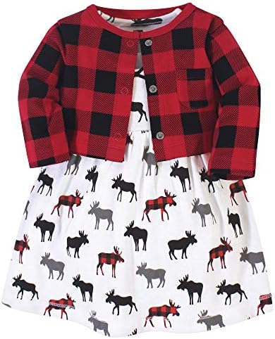 Hudson Baby Infant and Toddler Girls Cotton Dress and Cardigan Set by HudsonBaby