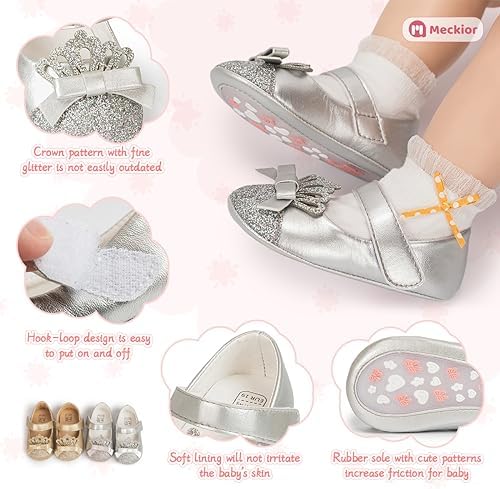 Meckior Infant Baby Girls Soft Sole Bowknot Princess Wedding Dress Mary Jane - Image 5