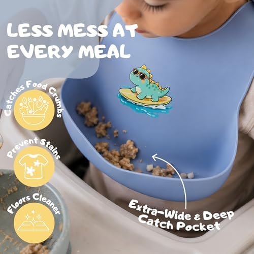 Silicone Baby Bib, Adjustable Feeding Bib, Food Catcher - Image 3