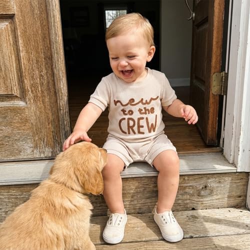 allshope Newborn Baby Boy Summer Outfit Romper Letter Embroidery Short Sleeve - Image 3