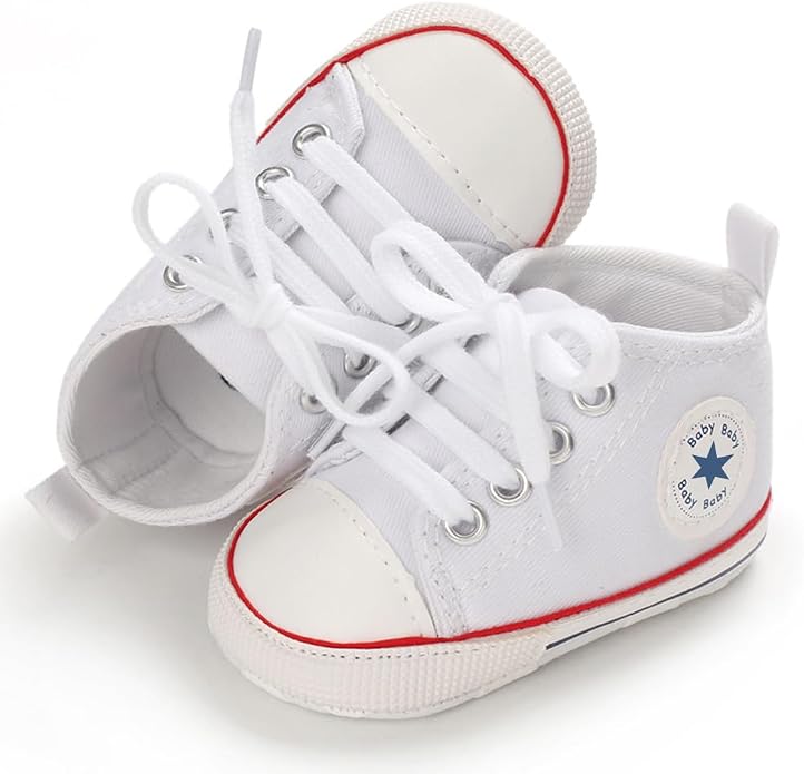 Unisex Baby Girls Boys Canvas High-top Shoes, Newborn Infant Anti-Slip Soft - Image 4