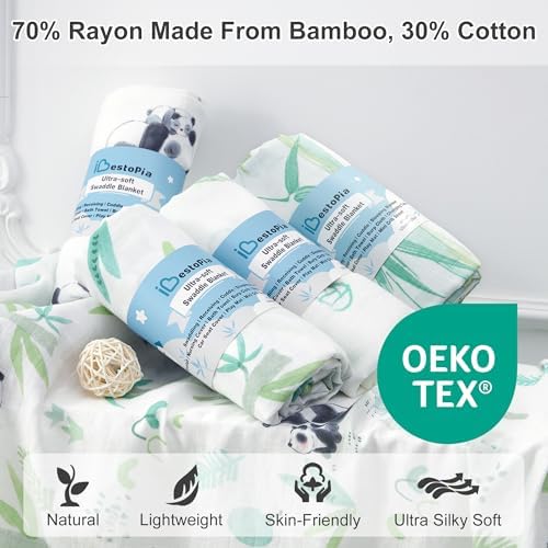 Baby Swaddle Blankets, Bamboo Muslin Receiving Blanket | 4-Pack, Lightweight & - Image 2